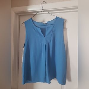 Calvin Klein Baby Blue Charmeuse Shell Top XL